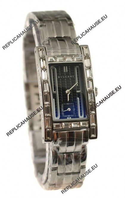 Bvlgari Rettangolo Japanese Replica Watch in Dark Blue Dial