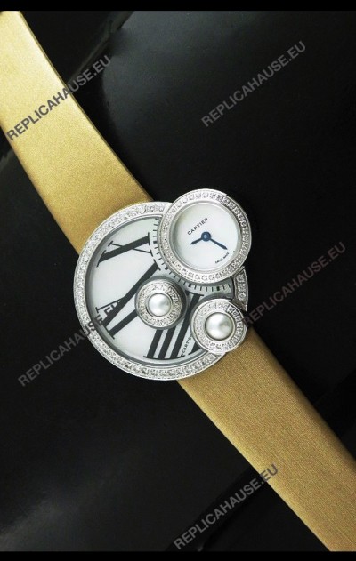 Cartier Jewellery PearlÂ Diamond Watch in Yellow Strap