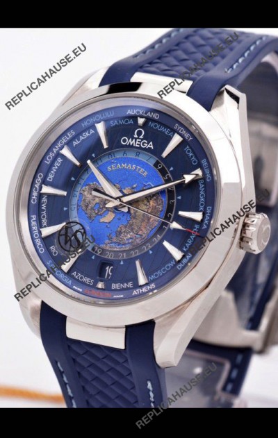 Omega Seamaster Aqua Terra 150M GMT Worldtime Rubber Strap Swiss Replica Watch