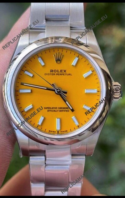 Rolex Oyster Perpetual REF#277200 31MM Swiss Movement Swiss Replica Yellow Dial 904L Steel 1:1 Mirror Replica Watch